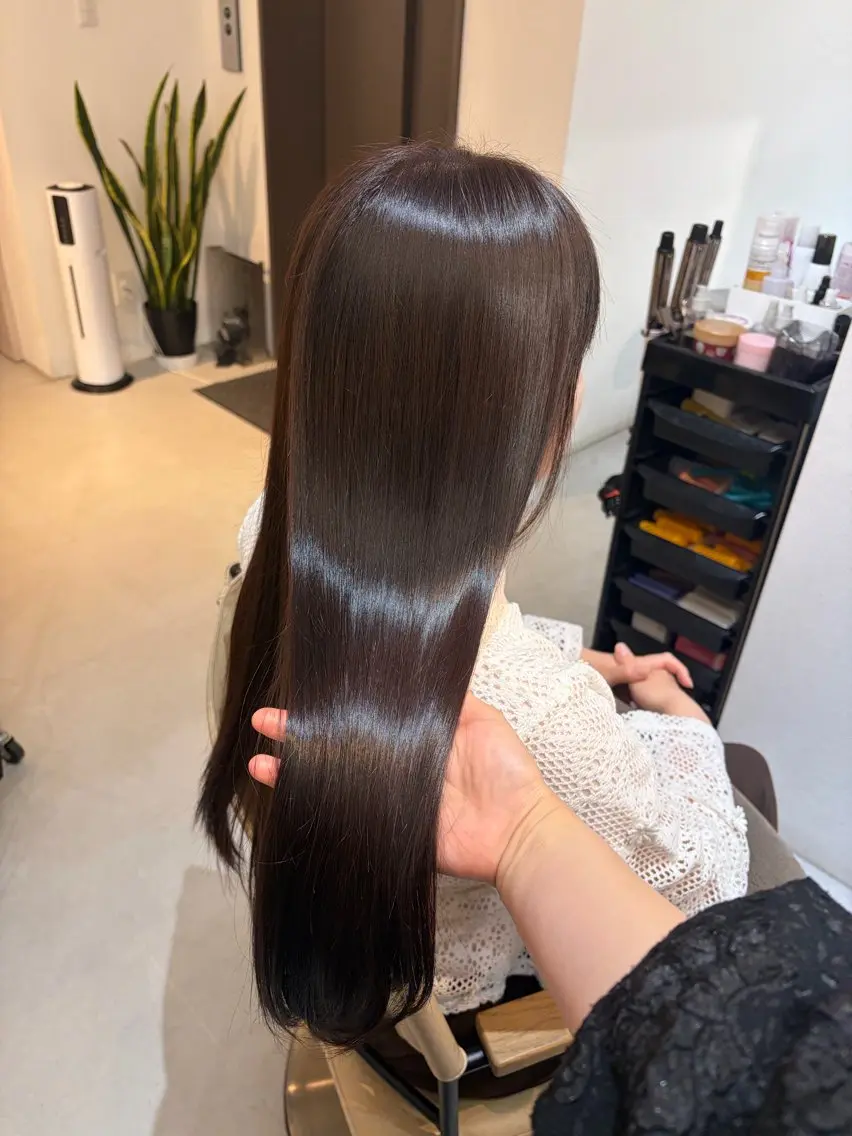 ロング カット ヘアカラー トリートメント ✨色持ちの良い艶 カラー✨蟹江真世のヘアスタイル