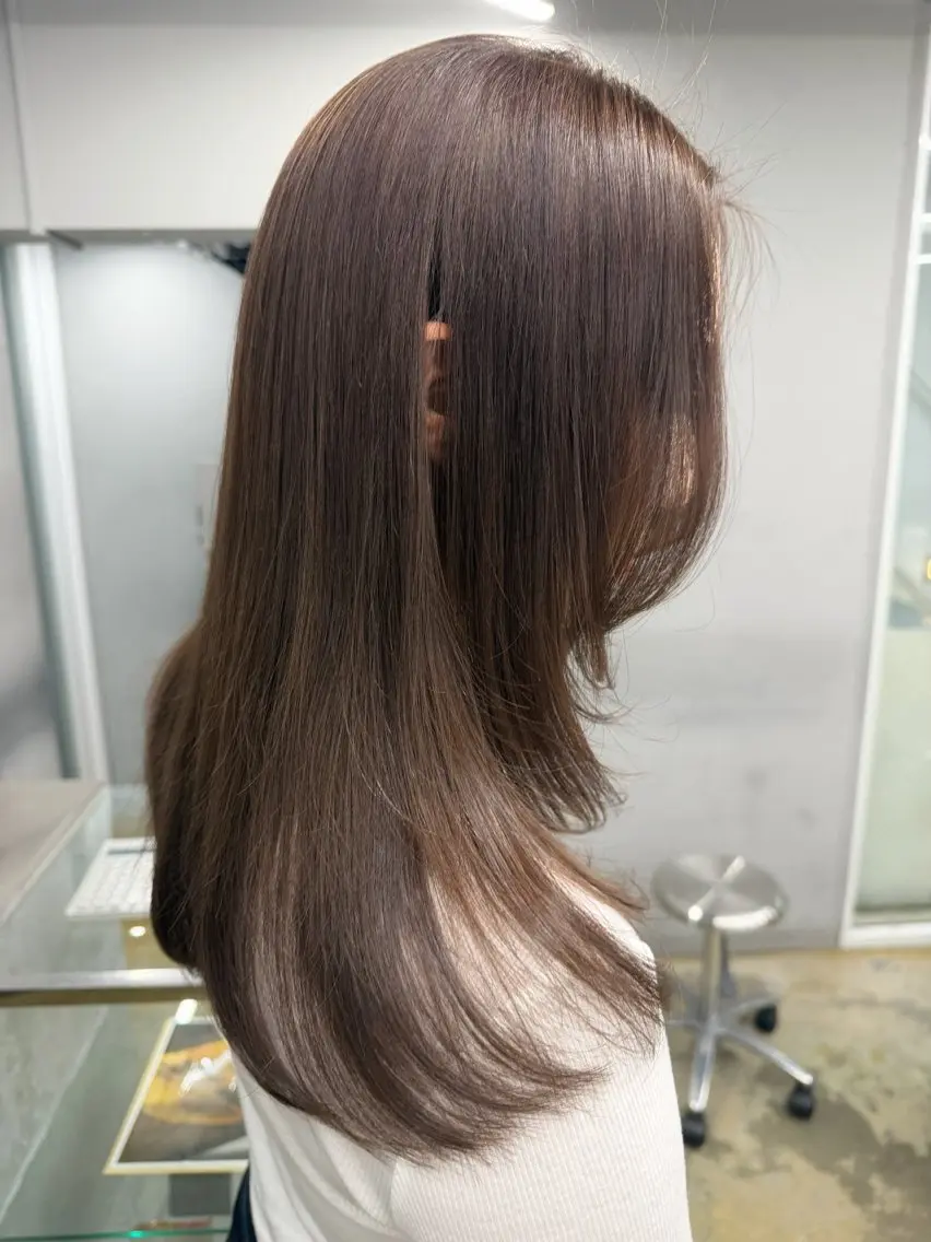 ミディアム カラー ヘアカラー トリートメント 愛莉/ラベンダー/ ベージュ/ブラウンのヘアスタイル