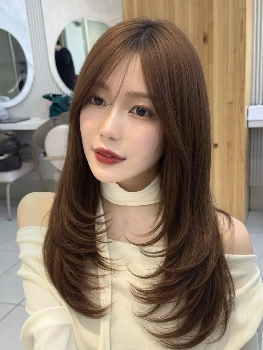 セミロング カット ヘアカラー トリートメント 顔周り/レイヤー /韓国ヘア/TAKUのヘアスタイル
