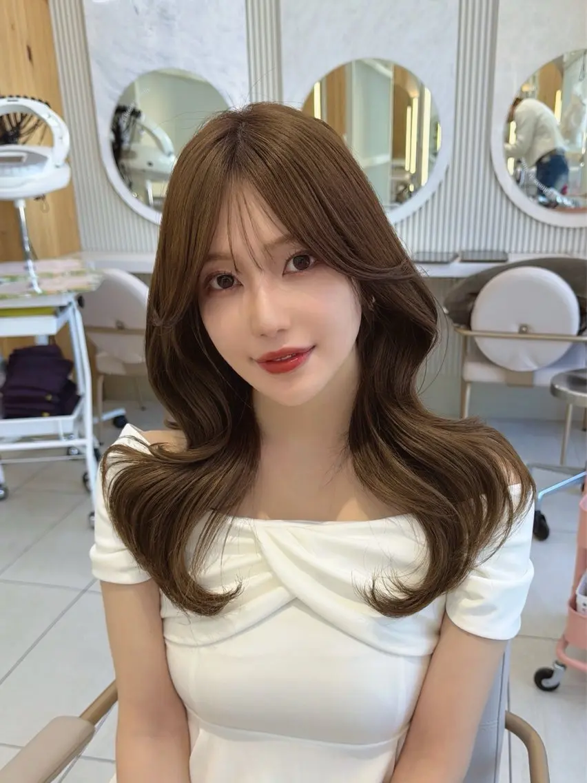 セミロング カット ヘアカラー トリートメント 顔周り/レイヤー /韓国ヘア/TAKUのヘアスタイル
