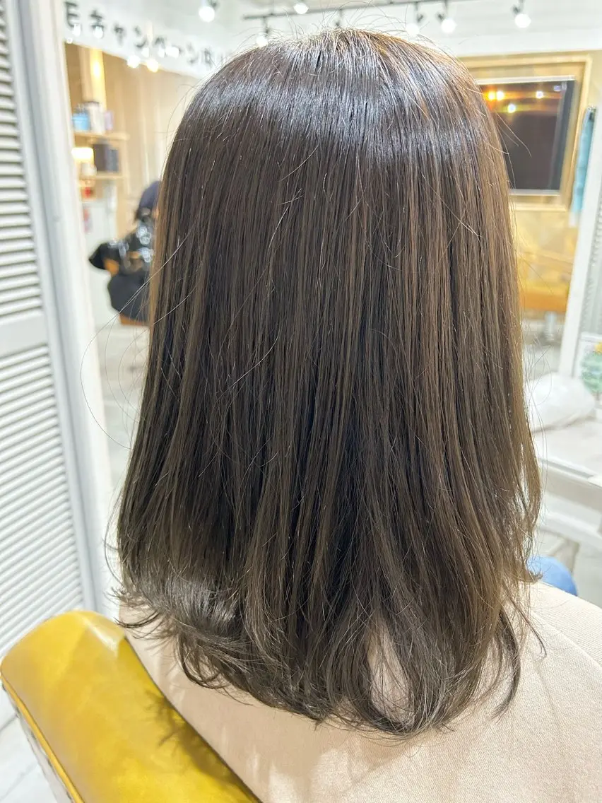 ミディアム カラー ブラウンカラー オリーブブラウン 顔まわりカット/ボブ /♡とーこ♡のヘアスタイル
