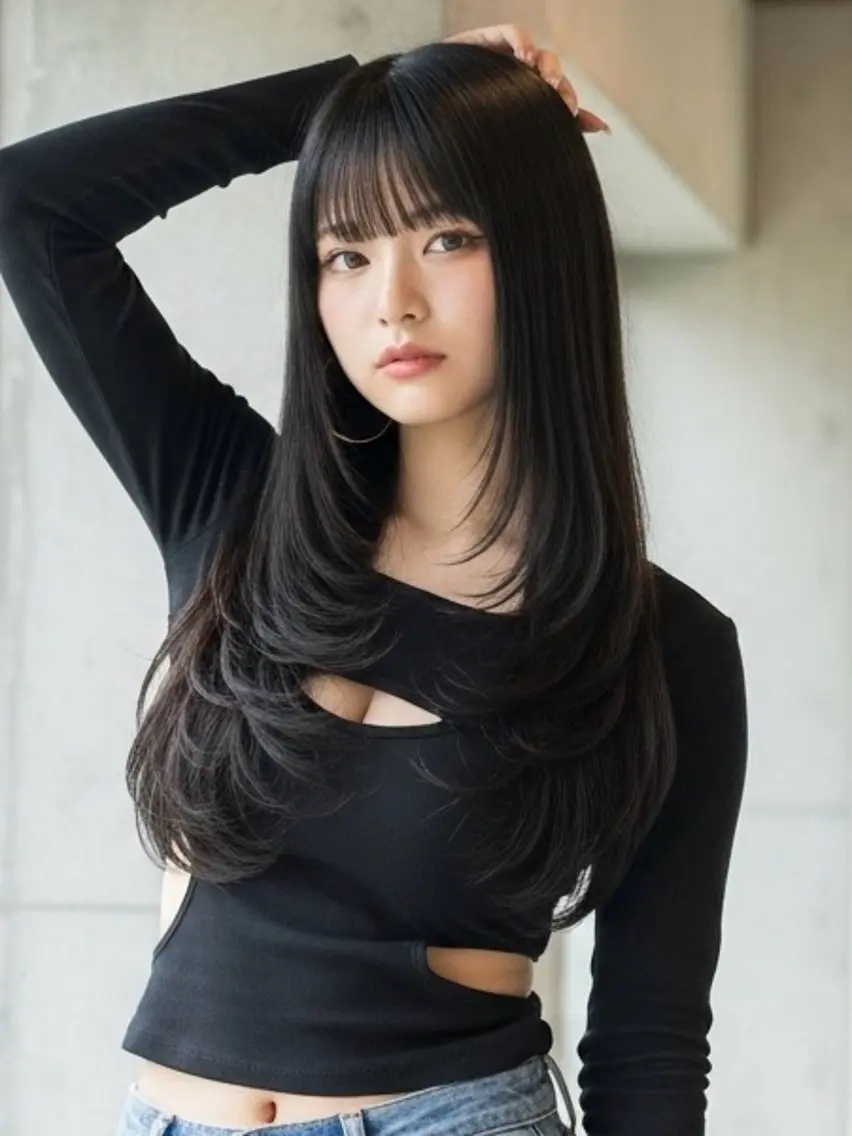 髪質改善 小顔似合わせカット+ナチュラルな質感の縮毛矯正+美容液TR+内部補修1ステップトリートメントの写真