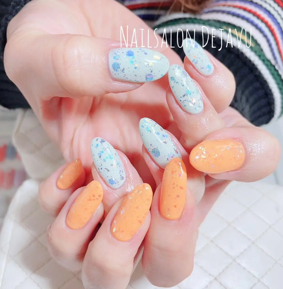 ネイル アートネイル ラメ(グリッター) ワンカラーネイル 春ネイル ハンドネイル Nail salon Dejavu 🌿のネイルデザイン