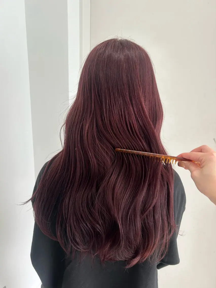 ロング カラー カット 縮毛矯正 愛結 暖色カラー🎀🩰のヘアスタイル