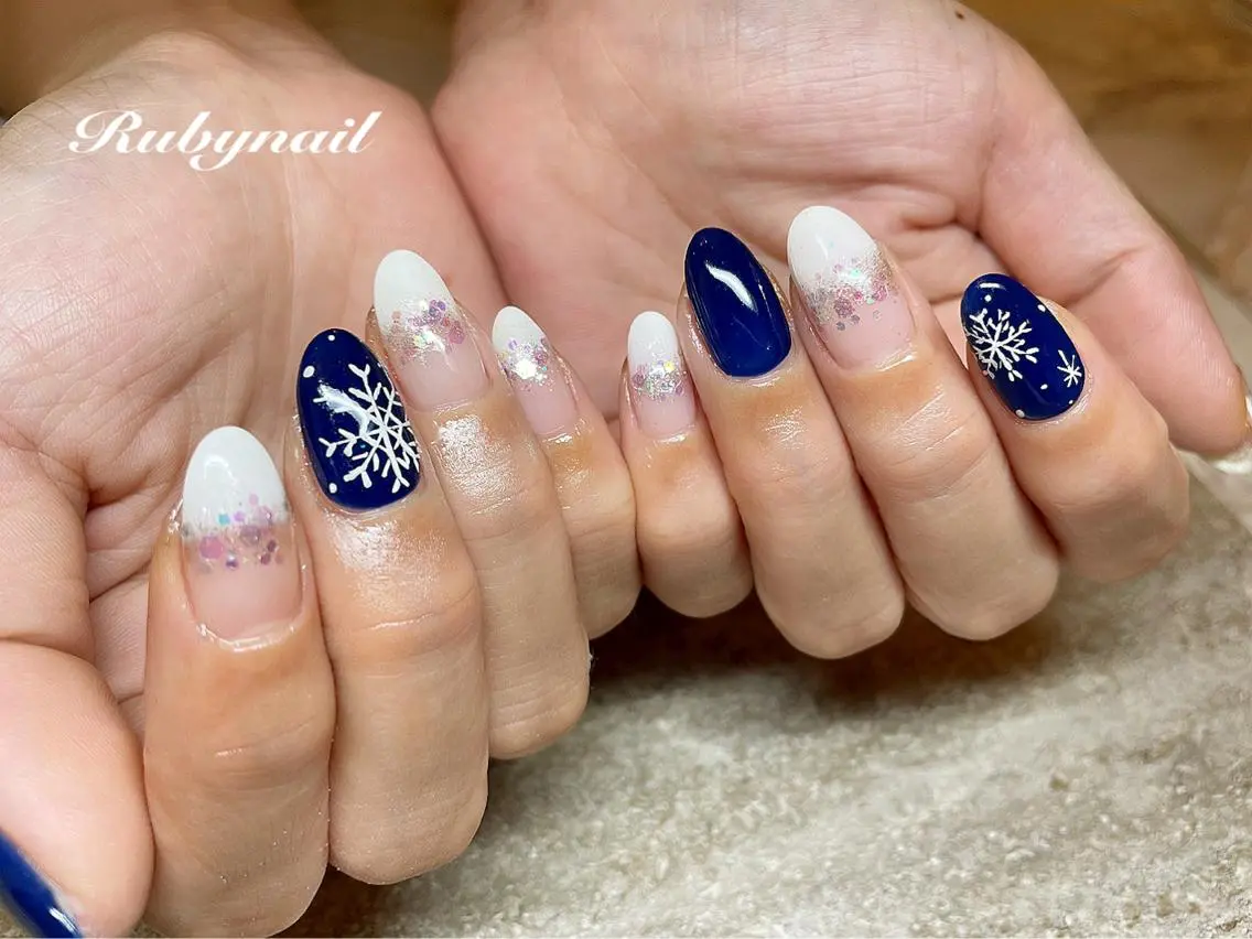 ネイル 冬ネイル クリスマス プライベートサロン Rubynailのネイルデザイン