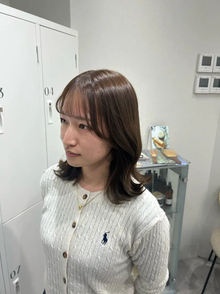 ミディアム カラー ヘアアレンジ イルミナカラー ヘアカラー ボブ /ニュアンス/ satomi🧸💖のヘアスタイル