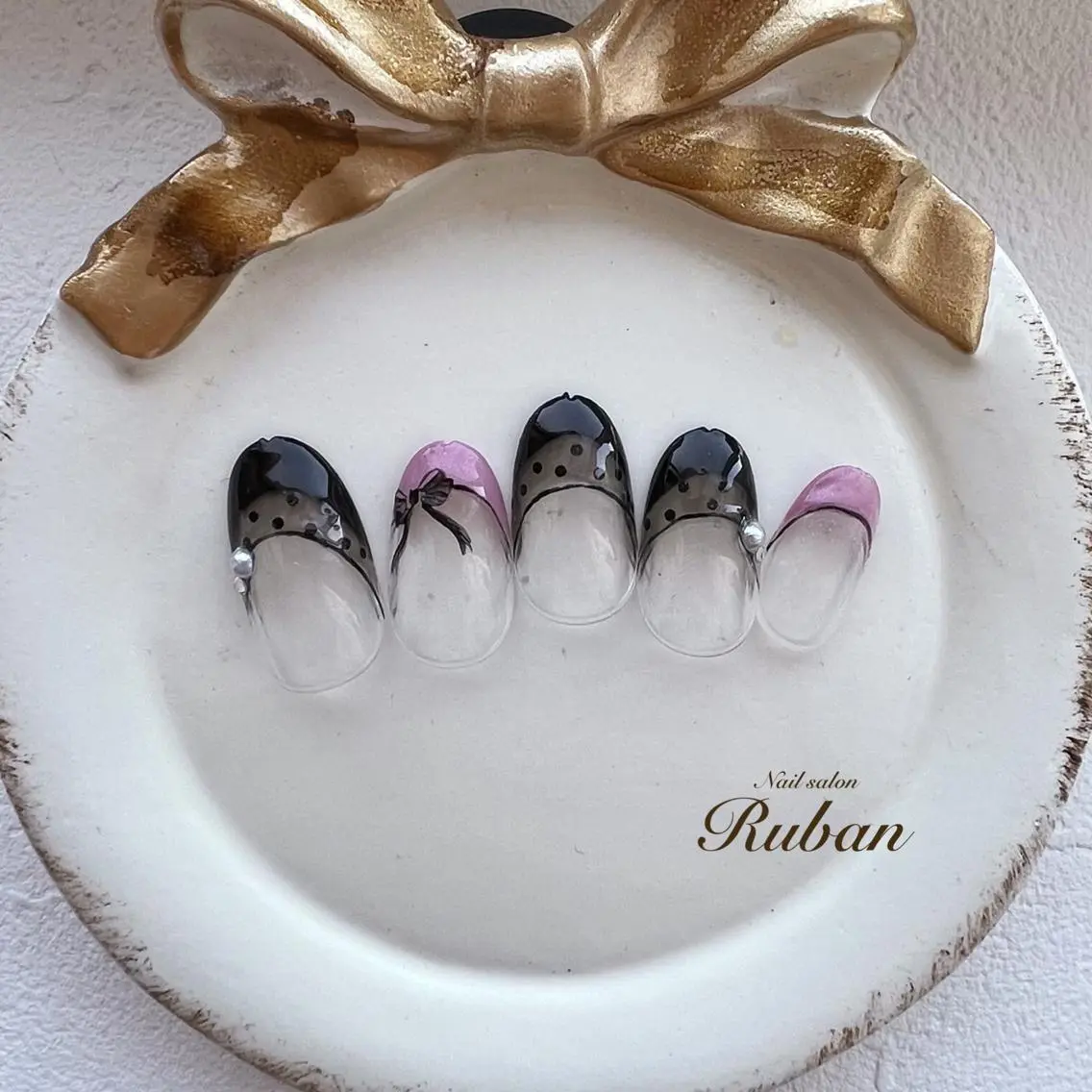 ネイル フレンチネイル ピンク Nail salon Rubanのネイルデザイン