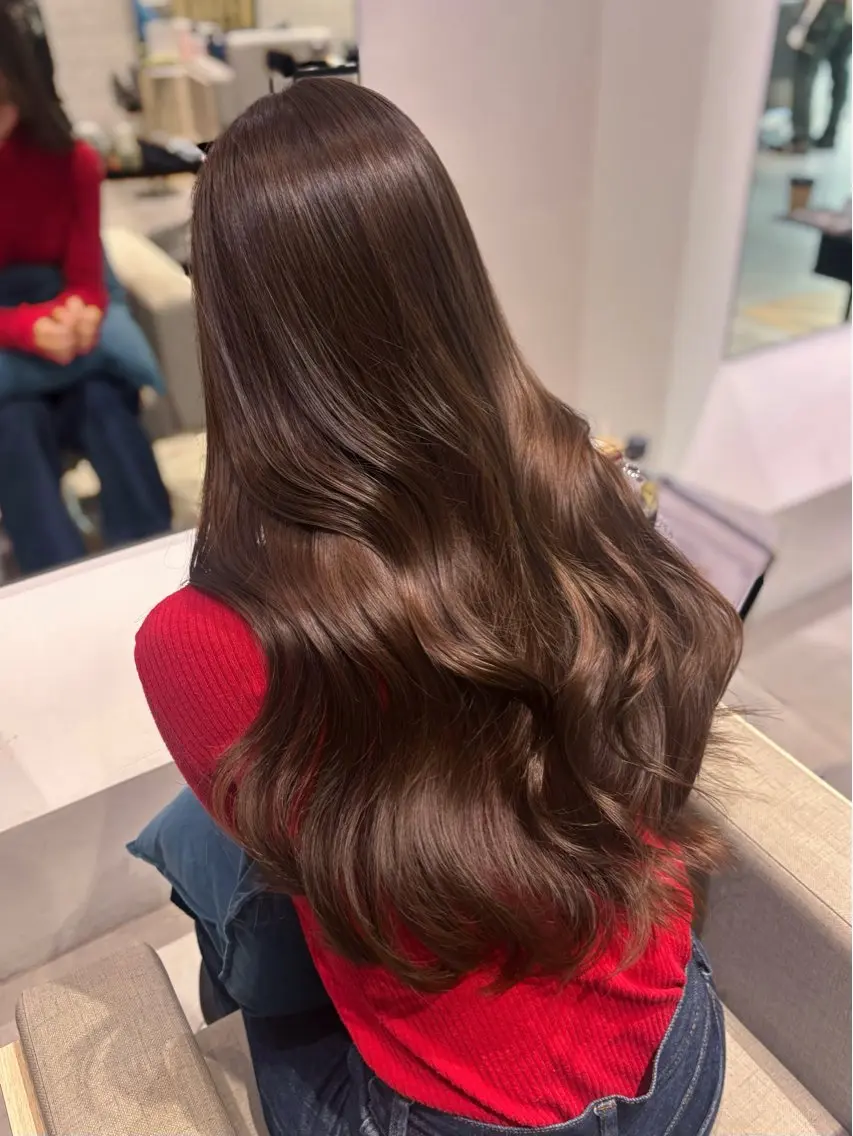 ロング カラー ベージュカラー グレージュ 韓国風ヘア レイヤーカット カット ヘアカラー 銀座/韓国レイヤー/ 艶カラー🍓原田侑依のヘアスタイル