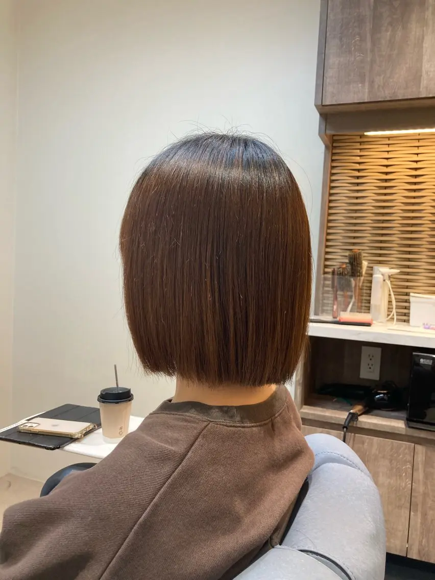 ミディアム 切りっぱなしボブ ボブ ピンクカラー🎀 米津 美佑のヘアスタイル