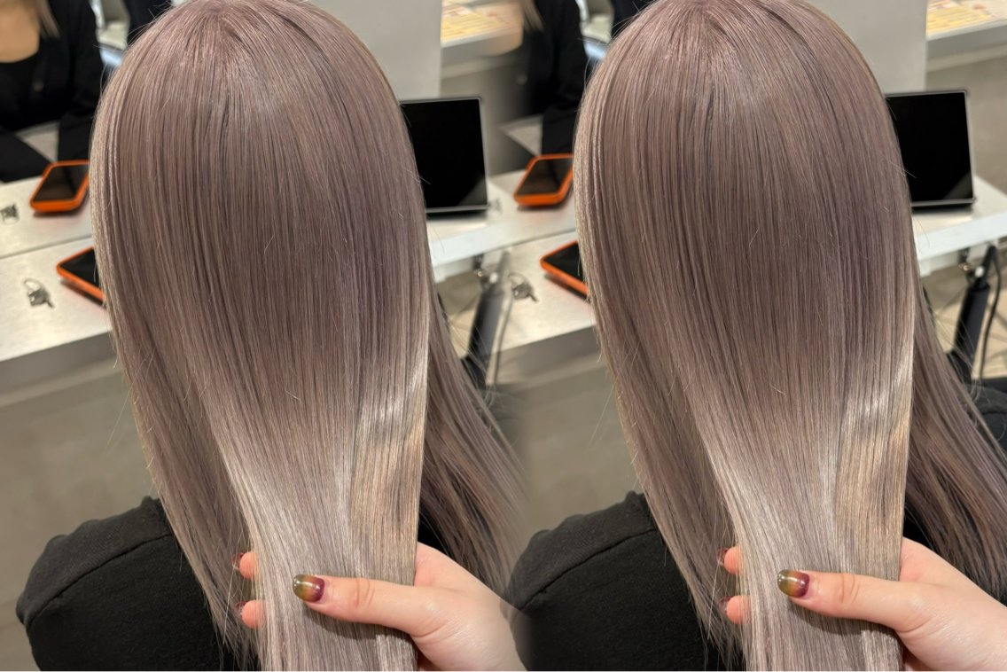 ミディアム ヘアカラー トリートメント ヘアセット 🤍艶髪 × 透明感カラー│フウカのヘアスタイル