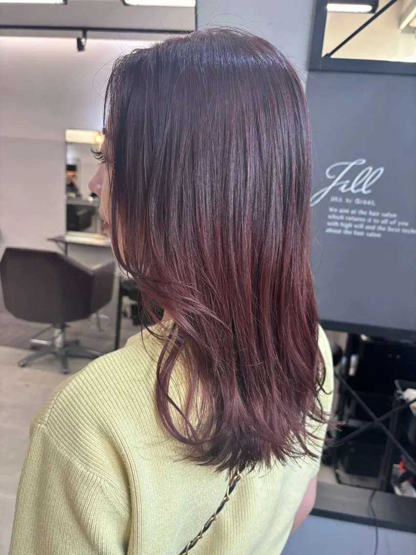 ミディアム ヘアカラー トリートメント ブリーチなしWカラー ヘアセット菜希のヘアスタイル