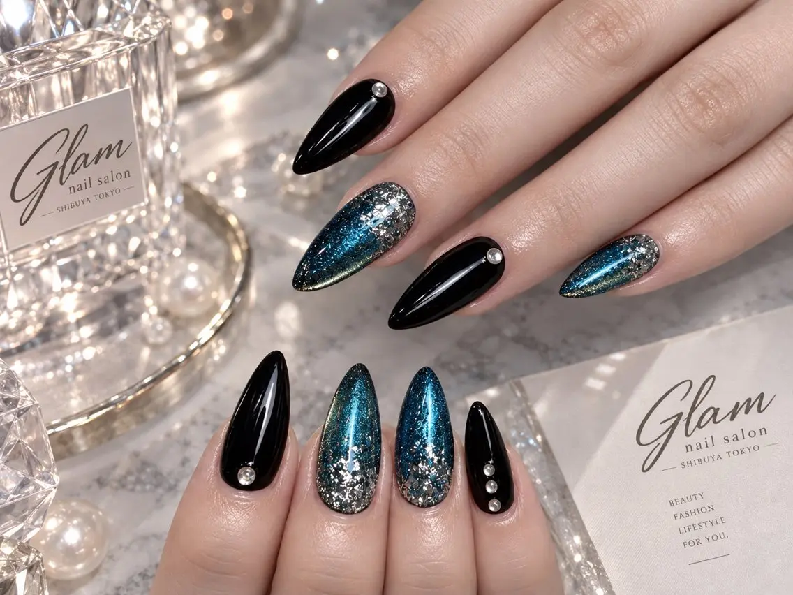 ネイル ハンドネイル エツメ💅 長さ出し🎀デザインのネイルデザイン
