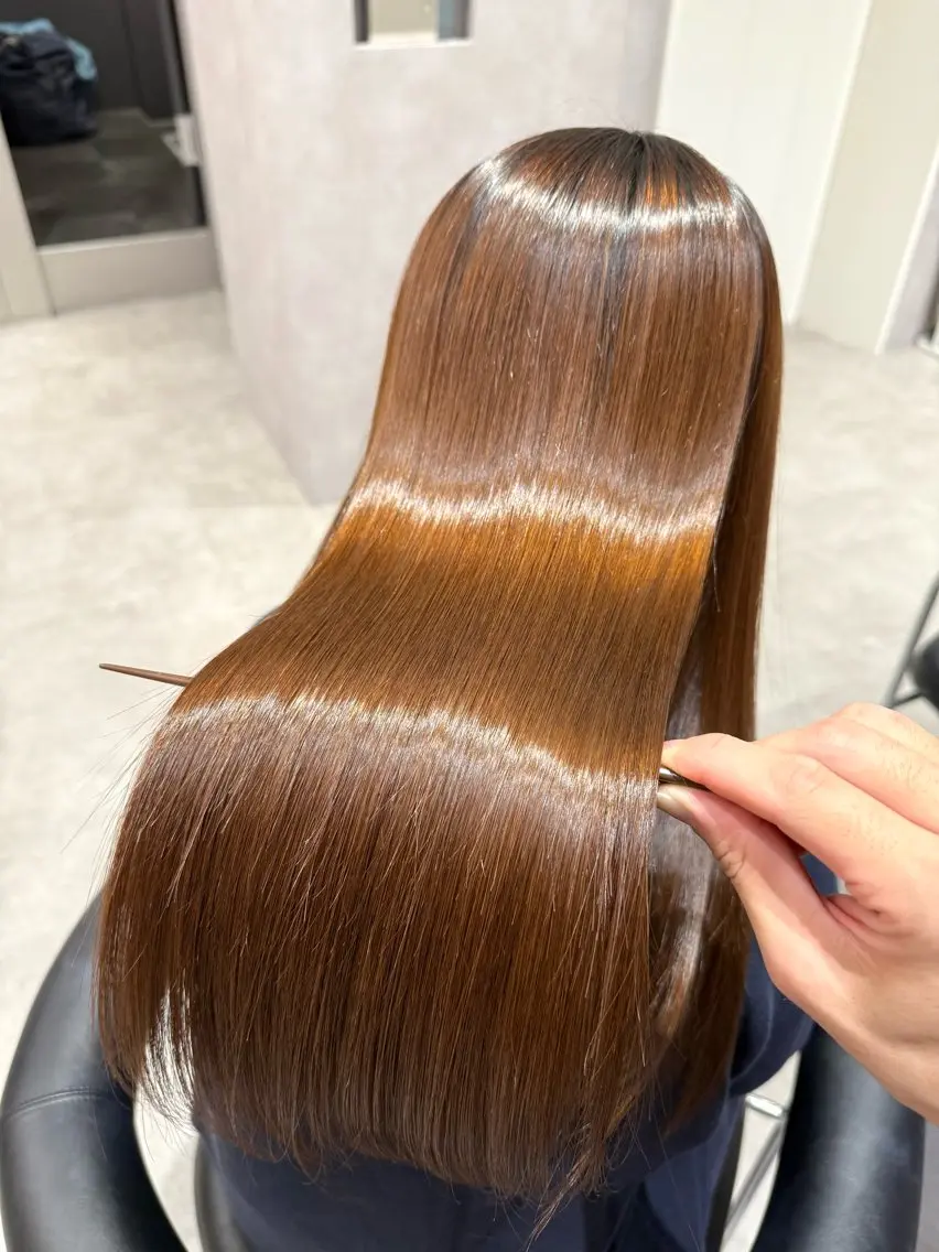ロング カラー パーマ ヘアアレンジ 髪質改善 縮毛矯正 トリートメント ストレートパーマ カット ヘアカラー 縮毛矯正 トリートメント 縮毛矯正/髪質改善/ ブリーチ毛/木元渓太のヘアスタイル
