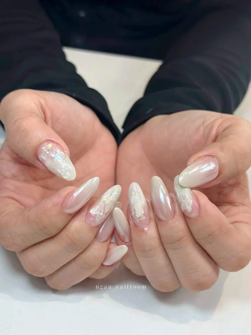 ネイル アートネイル ボルドー フレンチネイル ジェルネイル 氷ネイル・うるうるネイル ハンドネイル Yuki nail salon Anのネイルデザイン