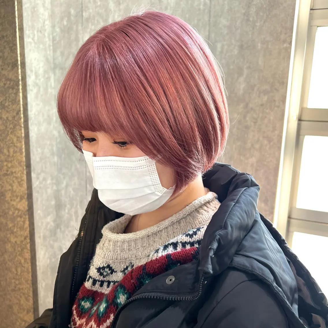 ショート カラー ヘアアレンジ ピンクカラー TIDEHAIR SHIHOのヘアスタイル