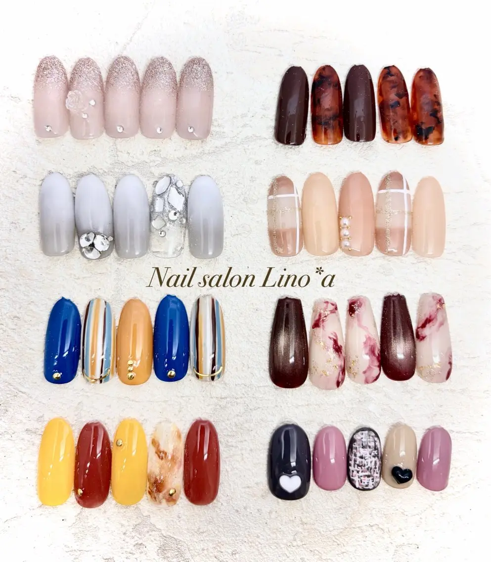 ネイル アートネイル べっ甲ネイル グラデーション ハート ラメ(グリッター) ハンドネイル Nail salon Lino*aのネイルデザイン
