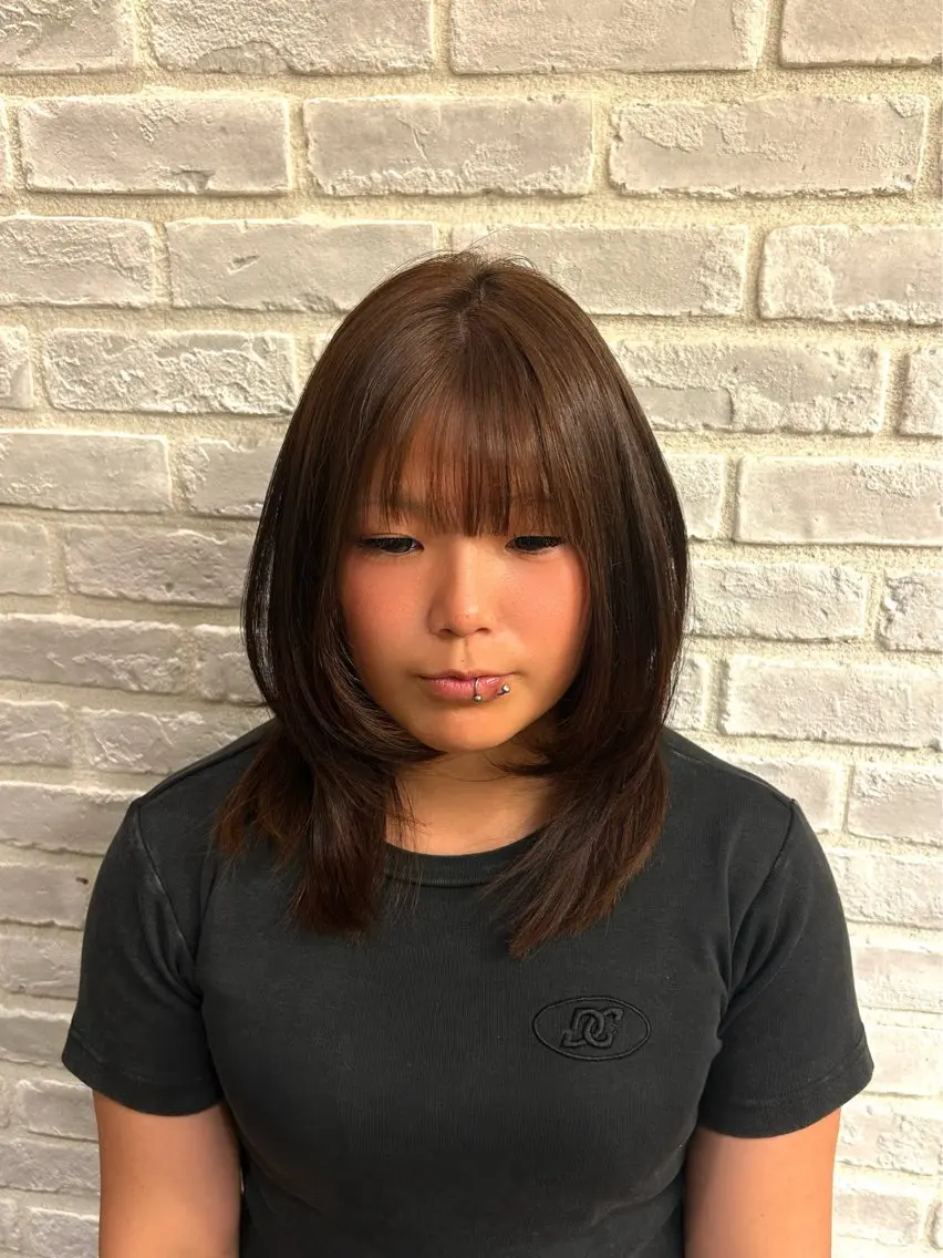 ミディアム カット 透明感カラー/大人 可愛いボブ/suzuのヘアスタイル