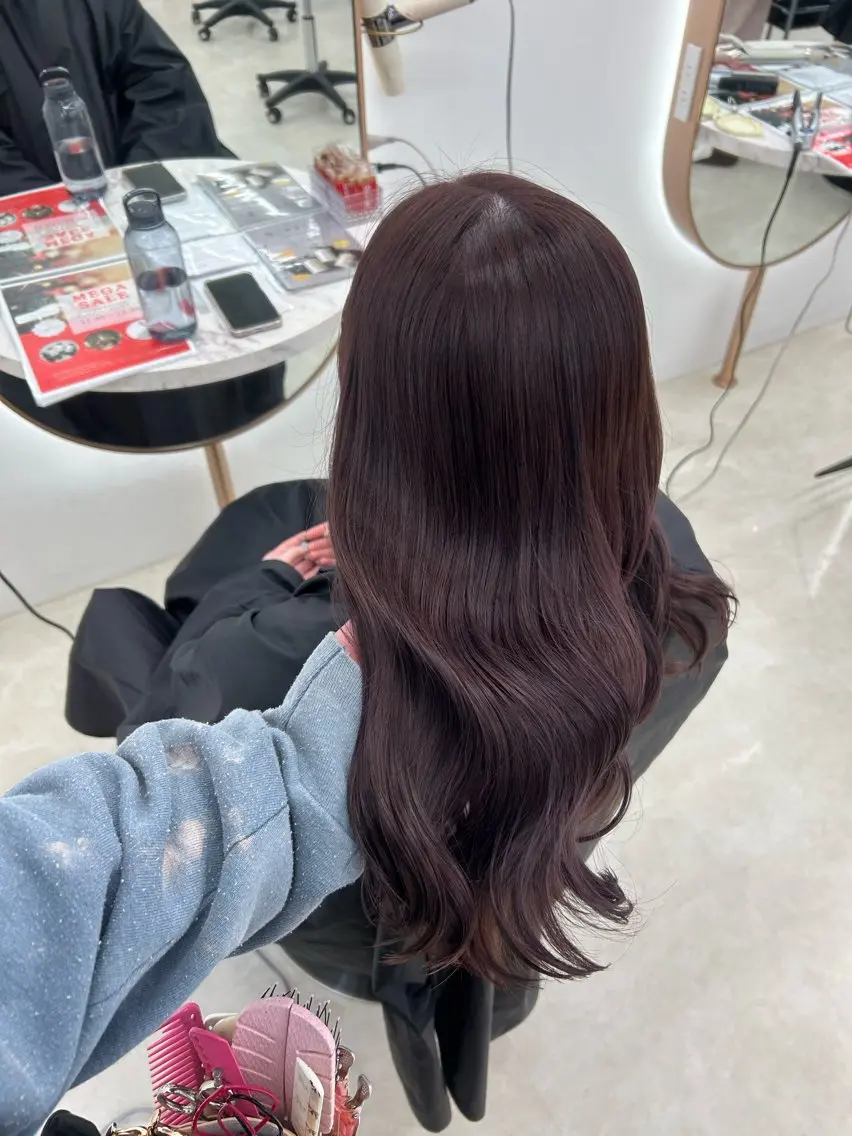 ロング カラー カット ヘアカラー トリートメント shu ラベンダー/ピンクのヘアスタイル