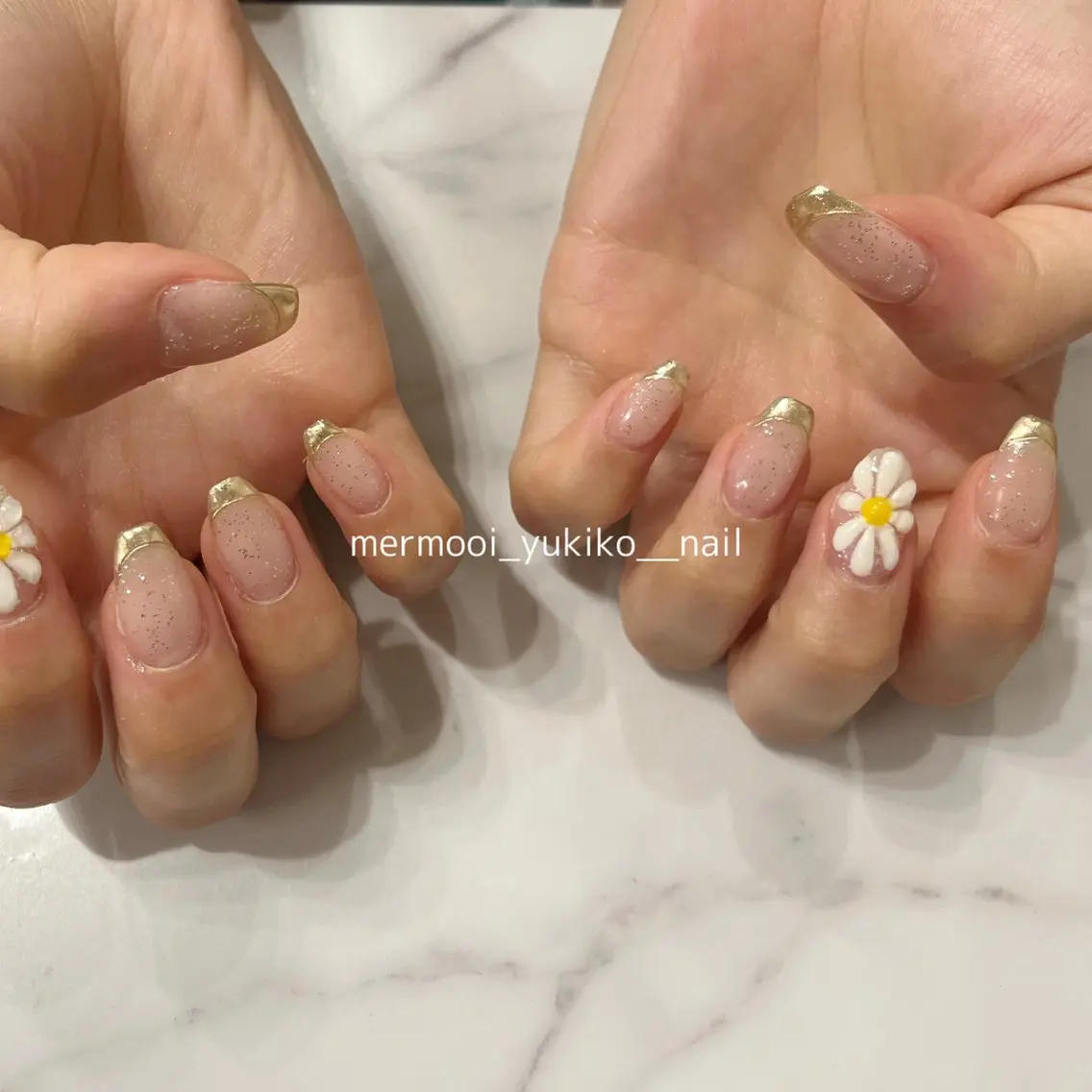 ネイル フレンチネイル キラキラネイル ラメ(グリッター) ミラーネイル ぷっくりネイル mermooi nailのネイルデザイン