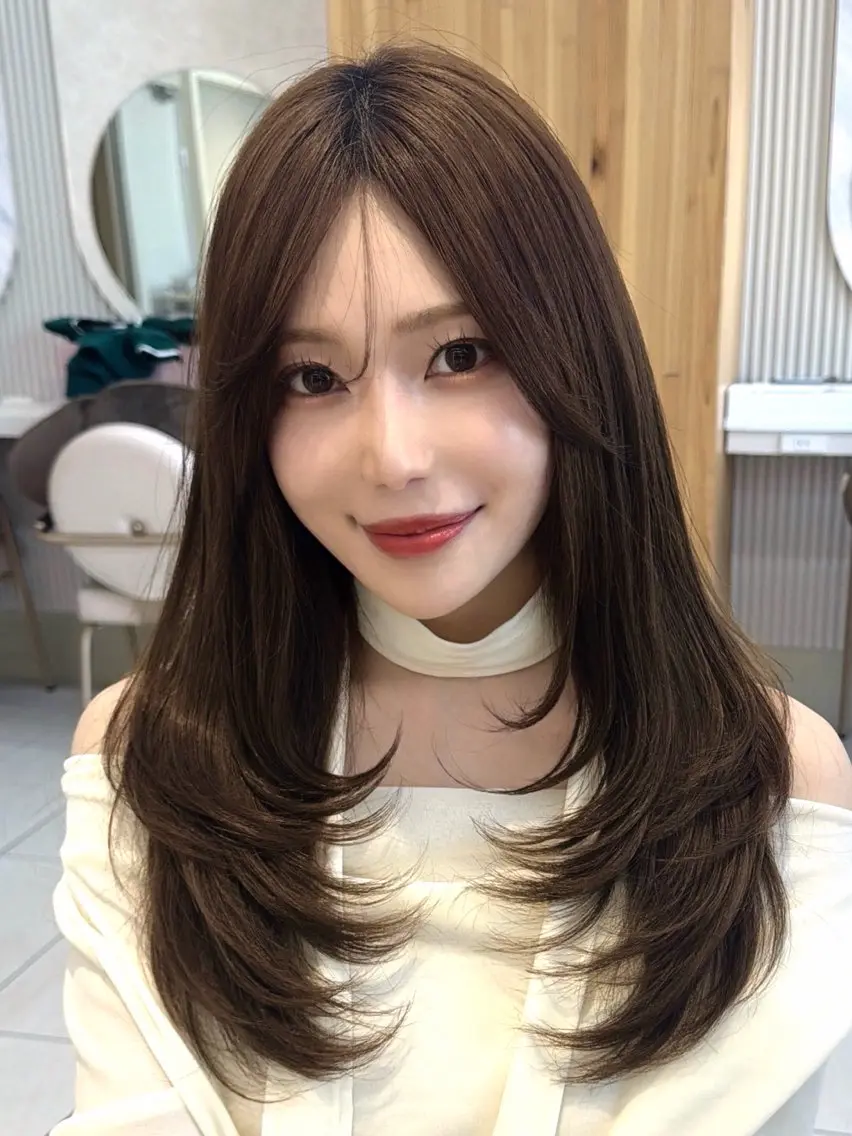セミロング カット ヘアカラー トリートメント 顔周り/レイヤー /韓国ヘア/TAKUのヘアスタイル