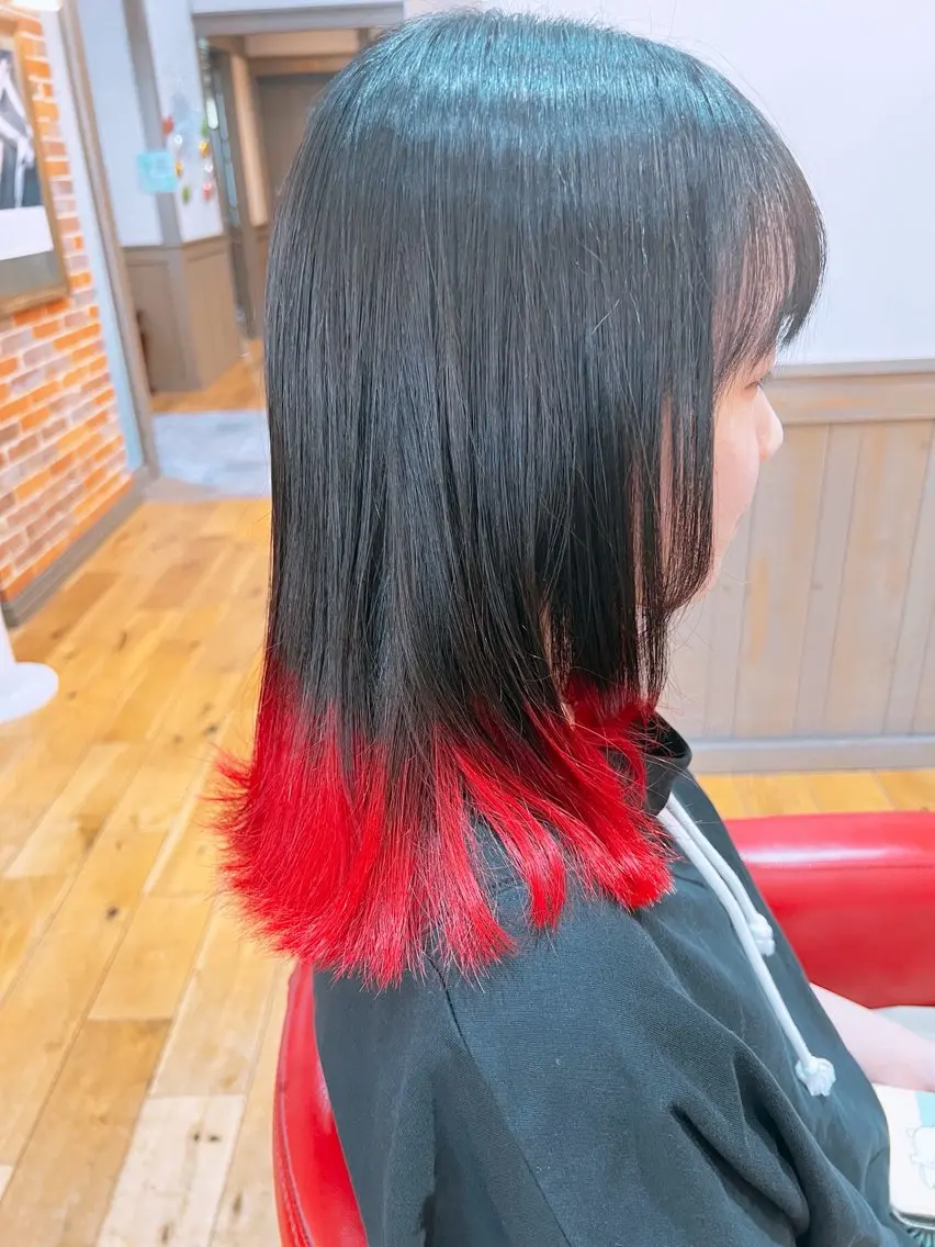 ミディアム カラー レッドカラー ヘアカラー 佐藤 雅俊のヘアスタイル