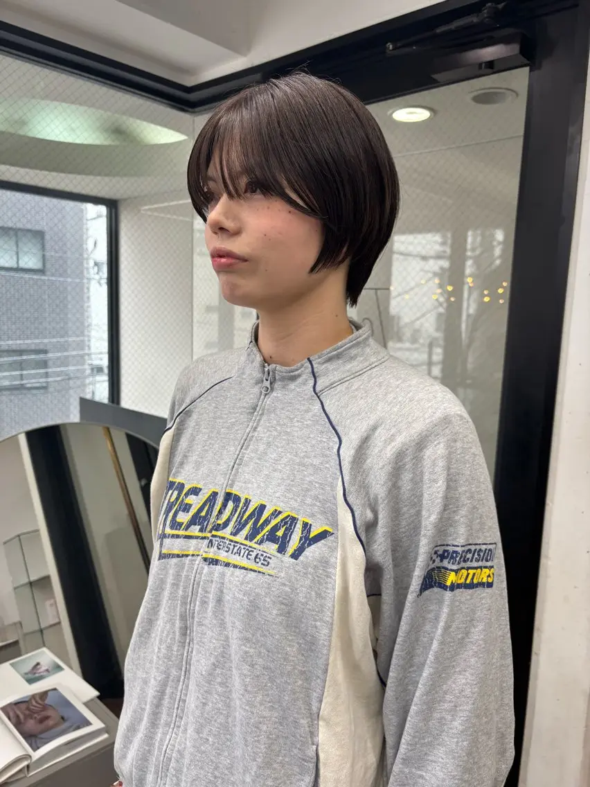 ショート カラー 丸みショート ショートヘア カット パーマ 似合わせカット ツヤカラー/和田陽向のヘアスタイル