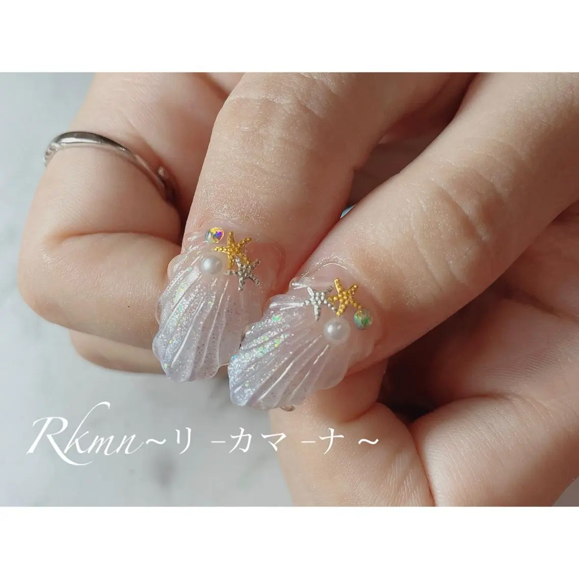 ネイル アートネイル 水色 春ネイル ハンドネイル フットネイル ハンドケア Rkmn ~リ-カマ-ナ~のネイルデザイン