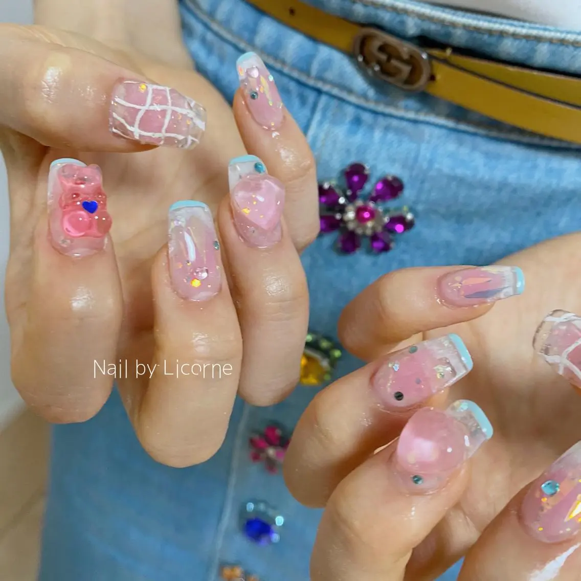 ネイル アートネイル オーロラネイル チークネイル フレンチネイル 氷ネイル・うるうるネイル ハンドネイル Nail by Licorneのネイルデザイン