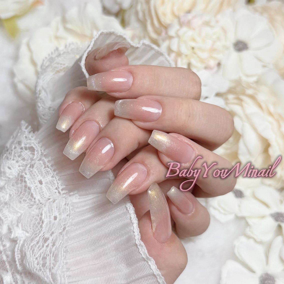 ネイル オーロラネイル チークネイル 成人式 フットネイル フレンチネイル ハンドネイル BabyYouMi nailのネイルデザイン