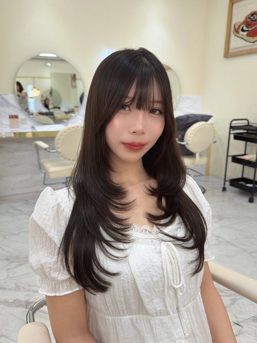 ロング カット ヘアカラー トリートメント hiyori🎀 韓国レイヤーのヘアスタイル