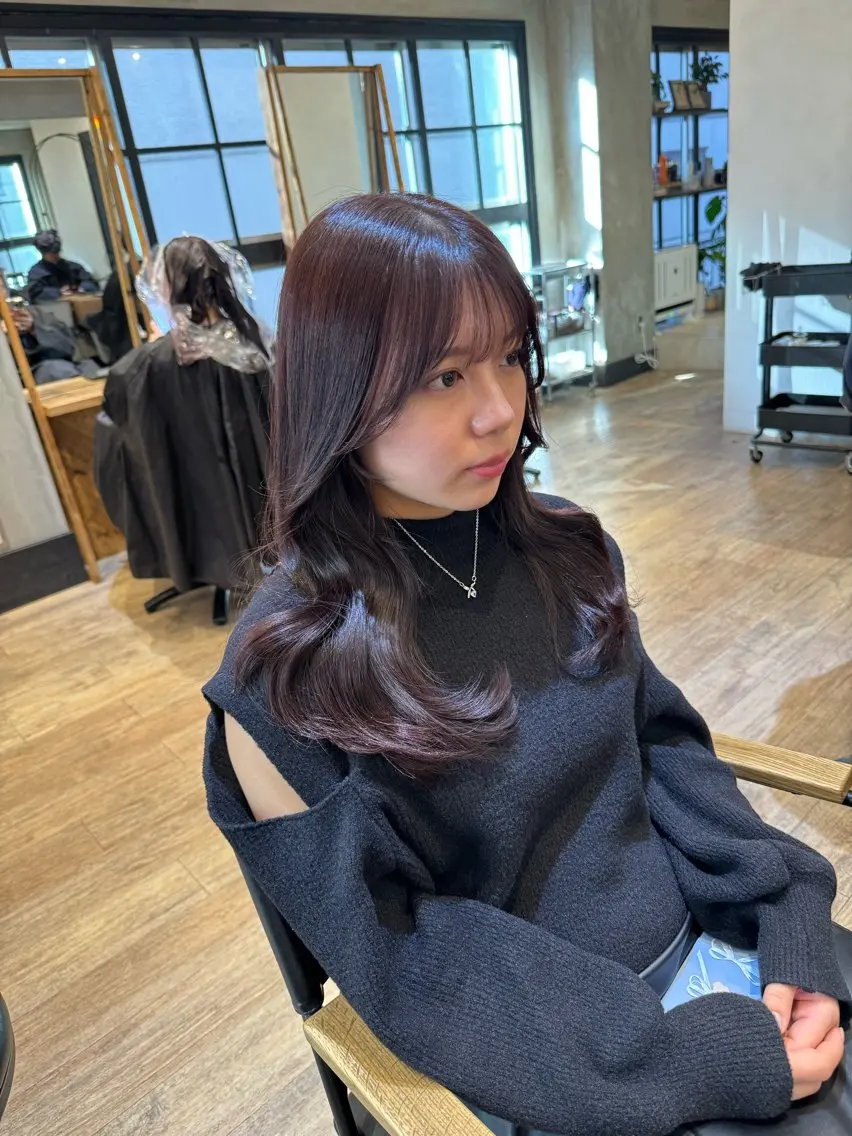 セミロング 新宿/顔周りカット +レイヤー＝しずく♩のヘアスタイル