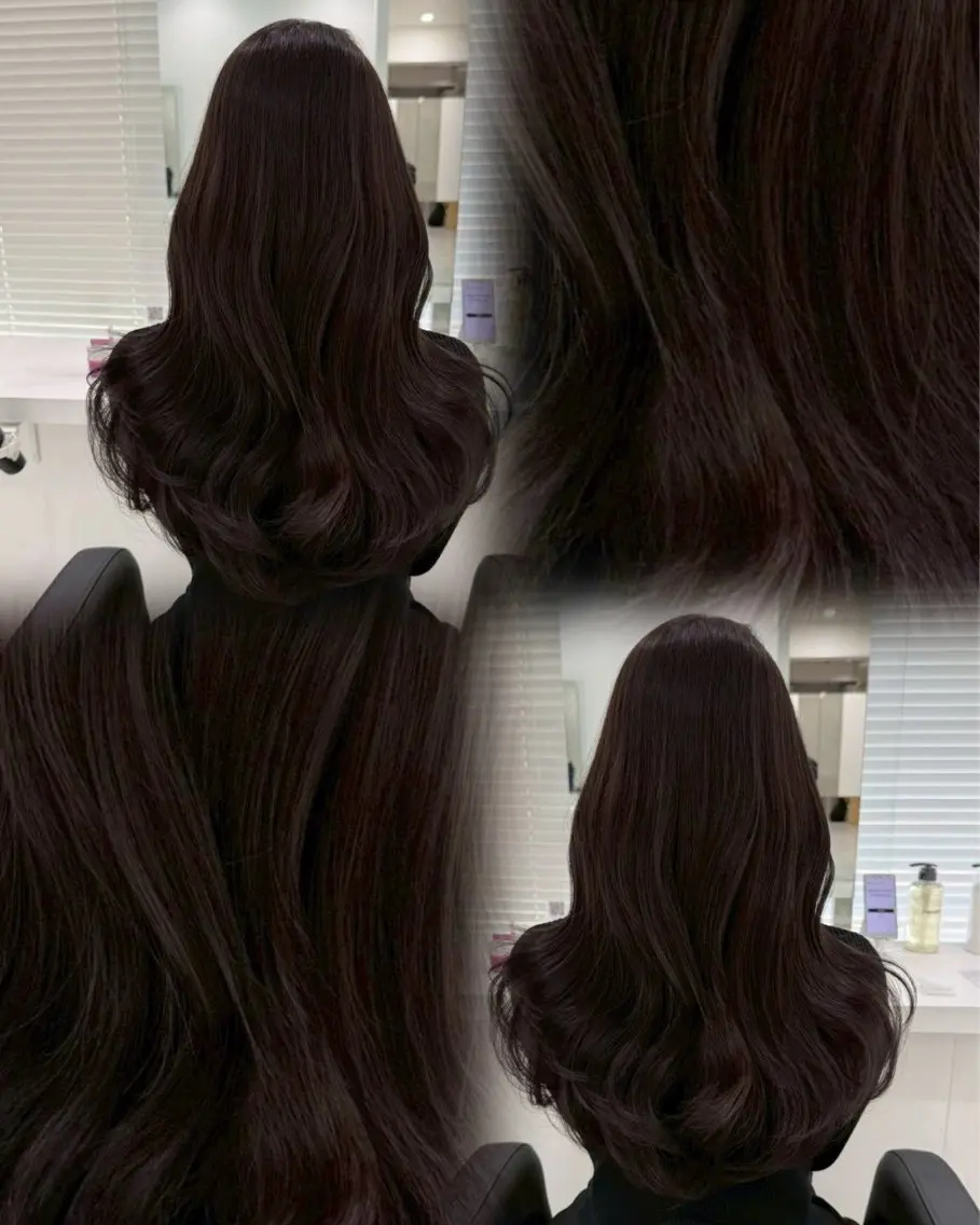 ロング カラー カット 🧸レイヤー× ベージュ🥯カホ🍯のヘアスタイル