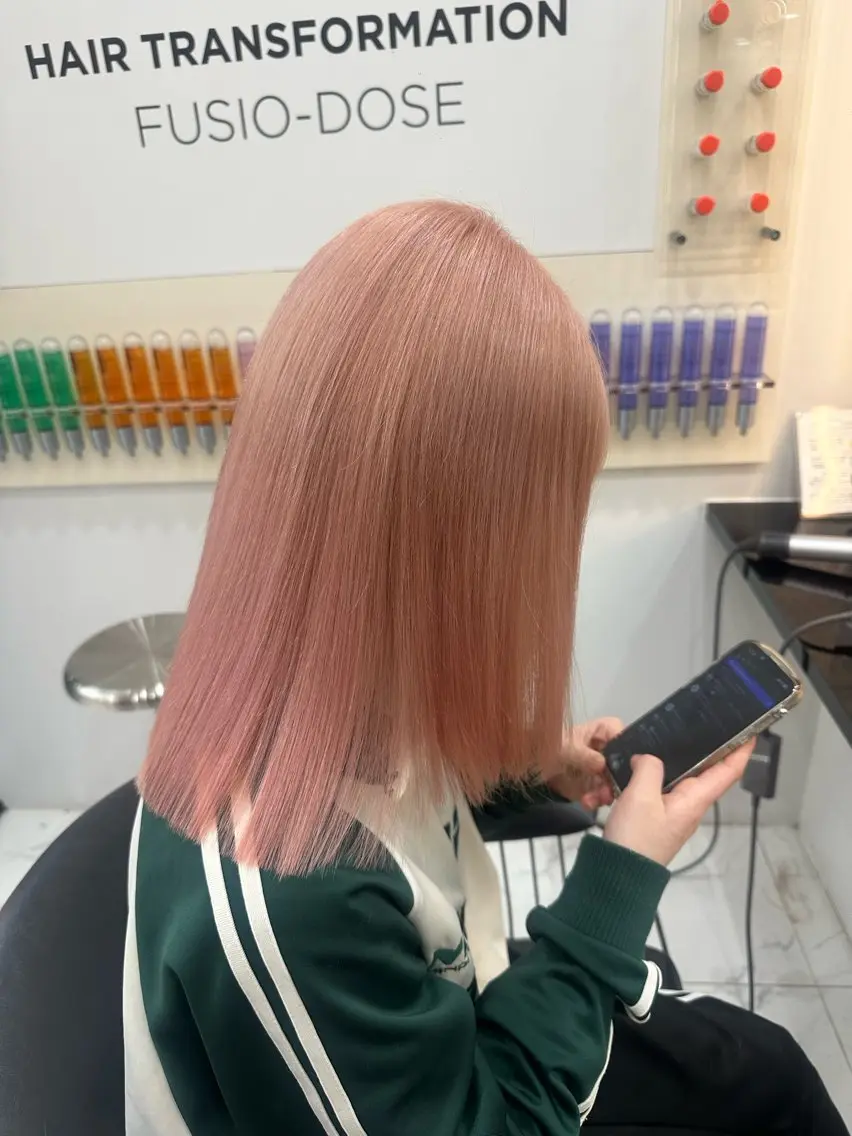 ミディアム カラー ピンクカラー ヘアカラー トリートメント 【Lapis 渋谷本店】りかのヘアスタイル
