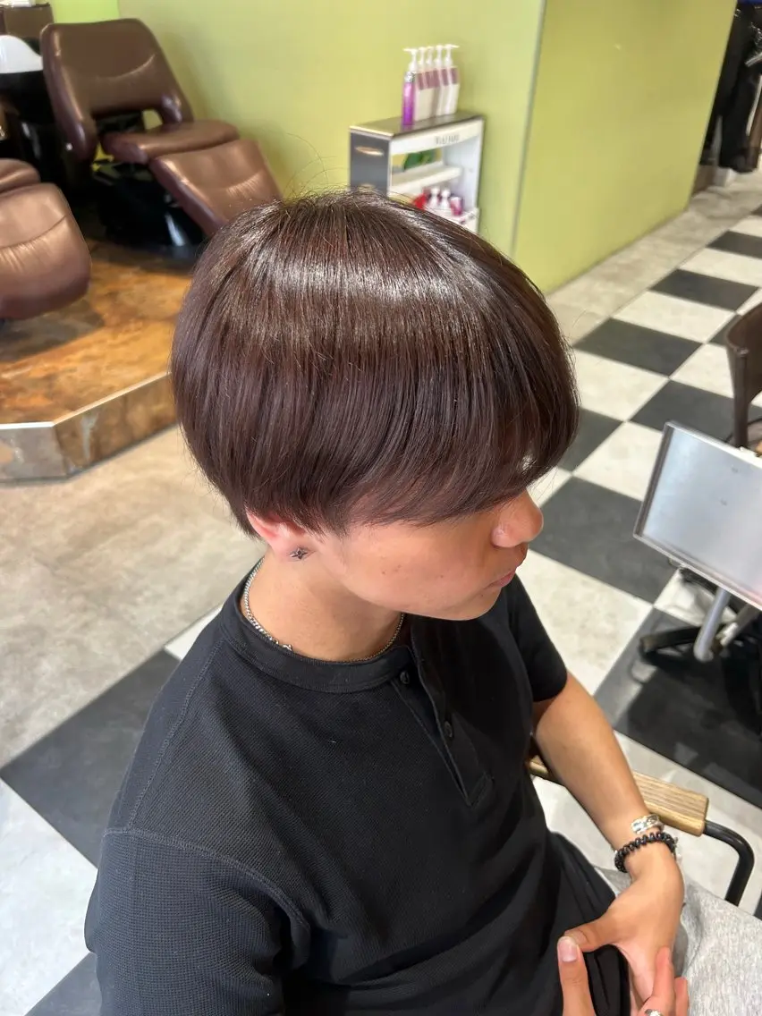 ミディアム カラー メンズ カット ヘアカラー レイヤー🎀透明感 カラー|ワンホンのヘアスタイル