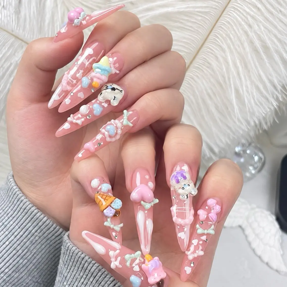 ネイル クリアネイル ハート キラキラネイル 韓国ネイル マグネットネイル ハンドネイル princess スカルプ専門店のネイルデザイン