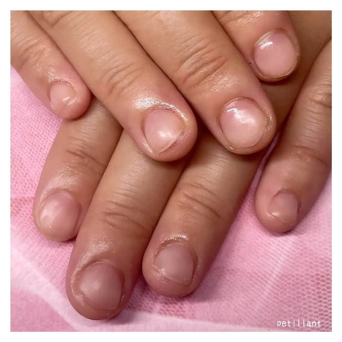 ネイル クリアネイル 長さ出し ジェルネイル マットネイル ピンク nail salon petillantのネイルデザイン