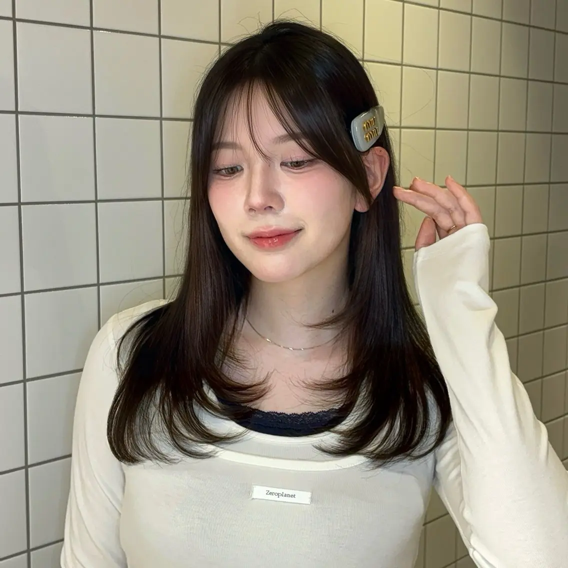 ロング カラー ヘアアレンジ 透明感カラー 韓国風ヘア レイヤーカット ワンホンヘア カット ヘアカラー トリートメント 韓国ヘア/ レイヤー/Rumiのヘアスタイル