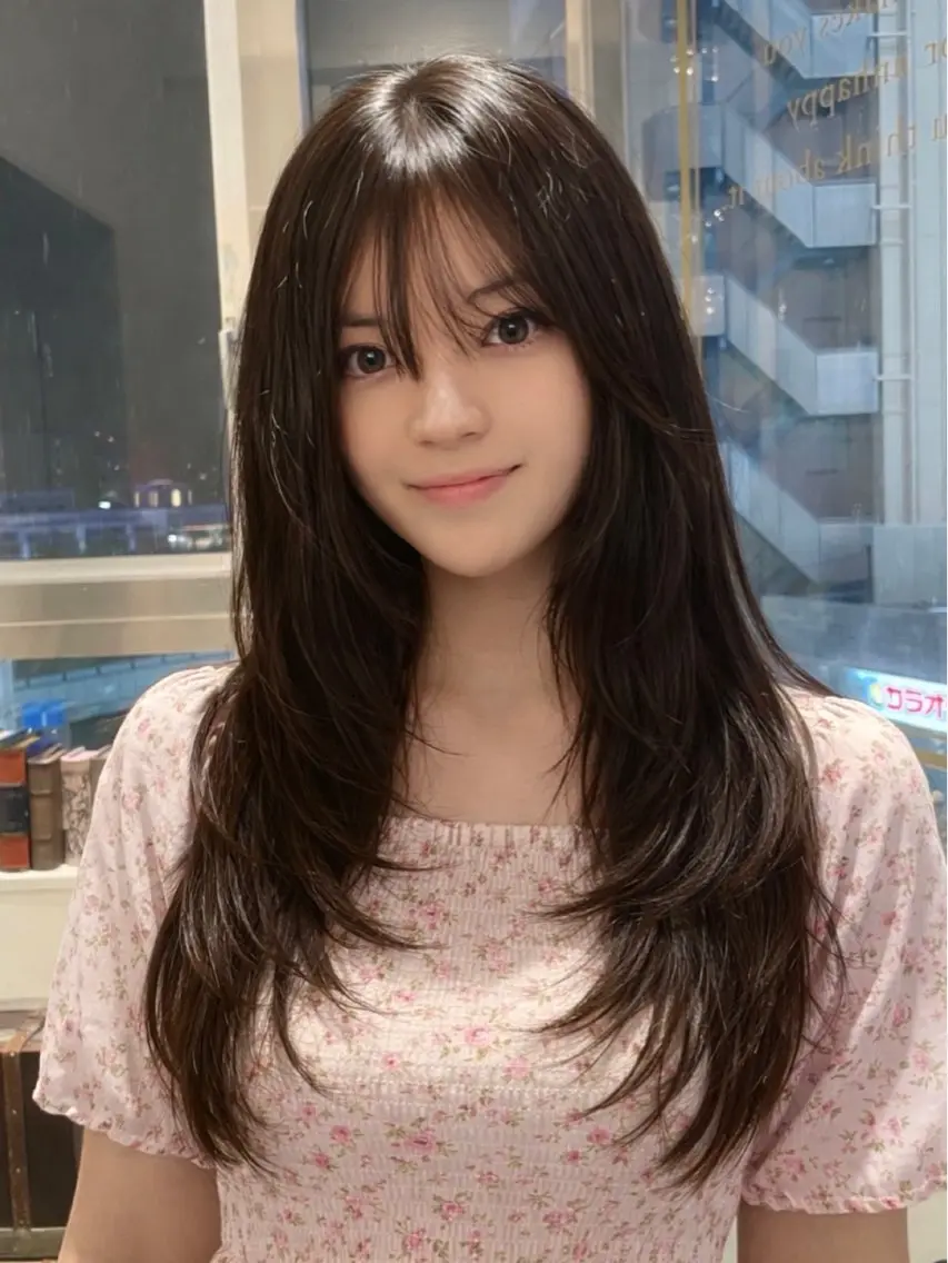セミロング パーマ カット 縮毛矯正 トリートメント 韓国レイヤー⋆౨ৎ゚ 透カラー🩶/ユウキのヘアスタイル