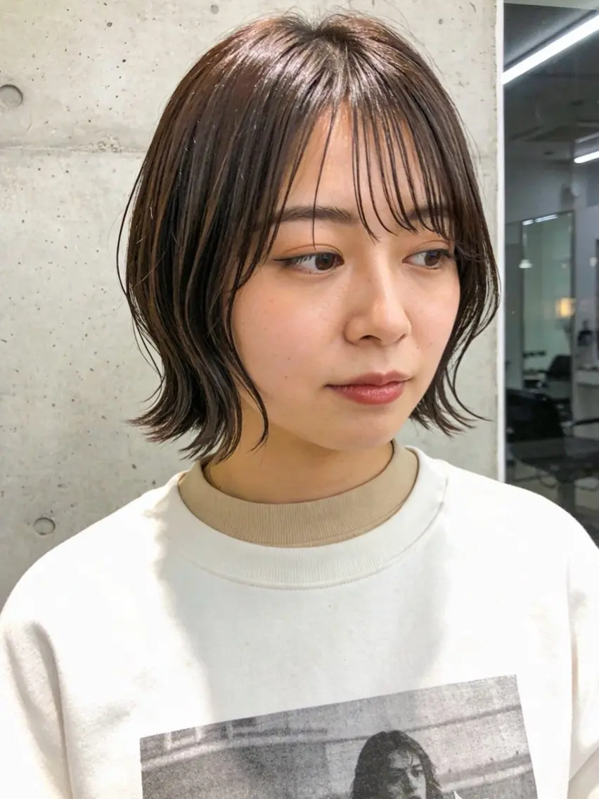 ショート カラー ボブ 韓国風ヘア 小顔カット 西野 美桜のヘアスタイル