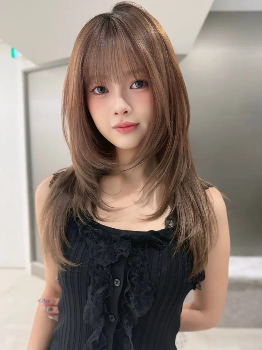 ロング 韓国風ヘア レイヤーカット 似合わせカット カット トリートメント レイヤー/ブリーチ/ 新宿/福元実希のヘアスタイル