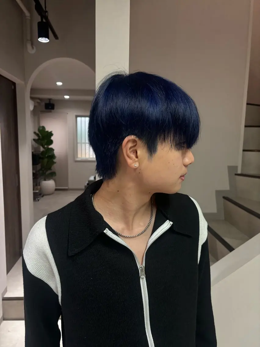 カラー メンズ メンズブリーチ ブリーチ ブロンド ブルーカラー 🐼 こゆきのヘアスタイル