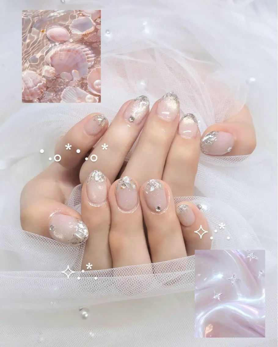ネイル フレンチネイル ラメ(グリッター) シンプルネイル 夏ネイル Hal nail立川 *yuunaのネイルデザイン