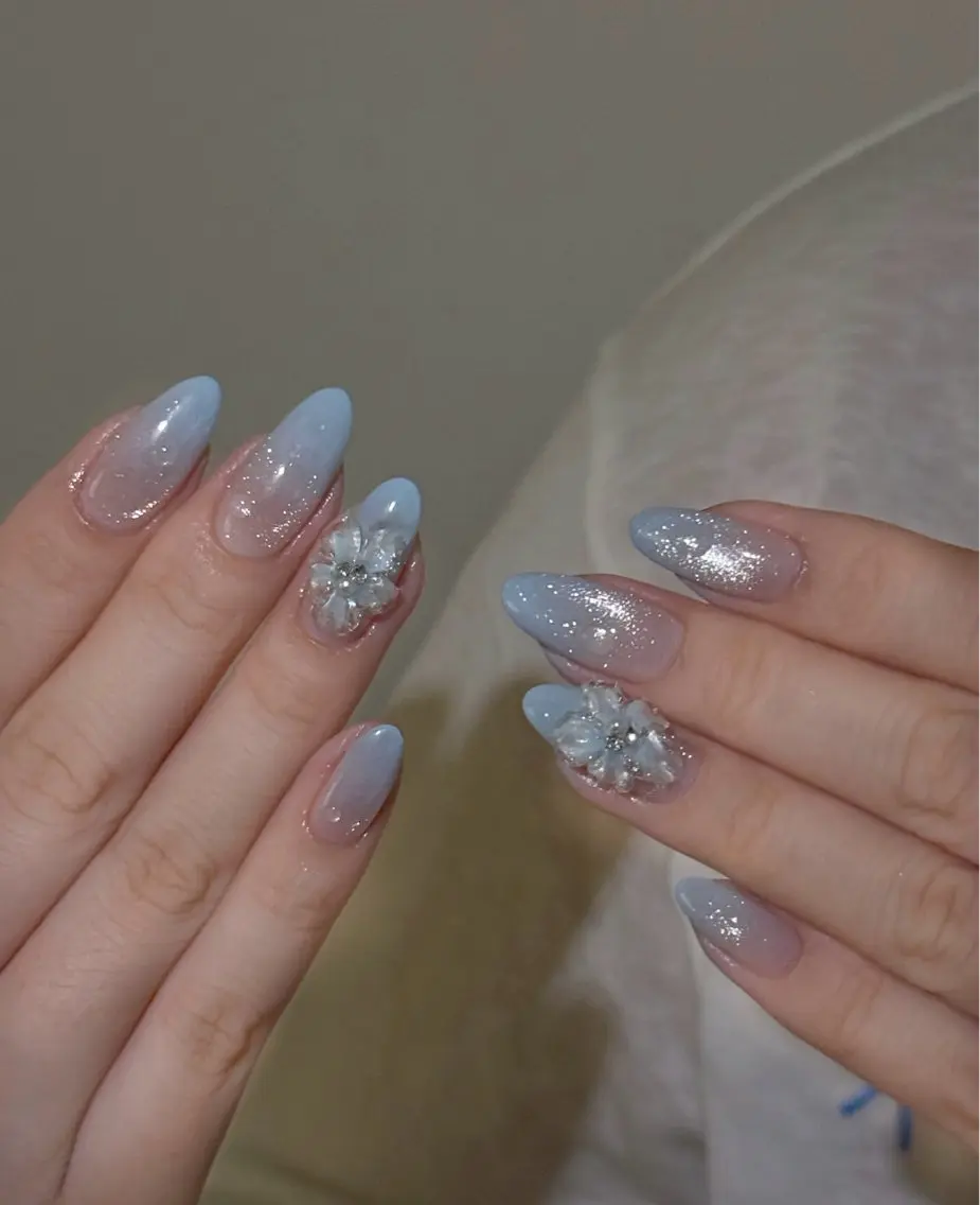 ネイル オーロラネイル チークネイル 成人式 長さ出し ジェルネイル ハンドネイル YUYI.nail salonのネイルデザイン