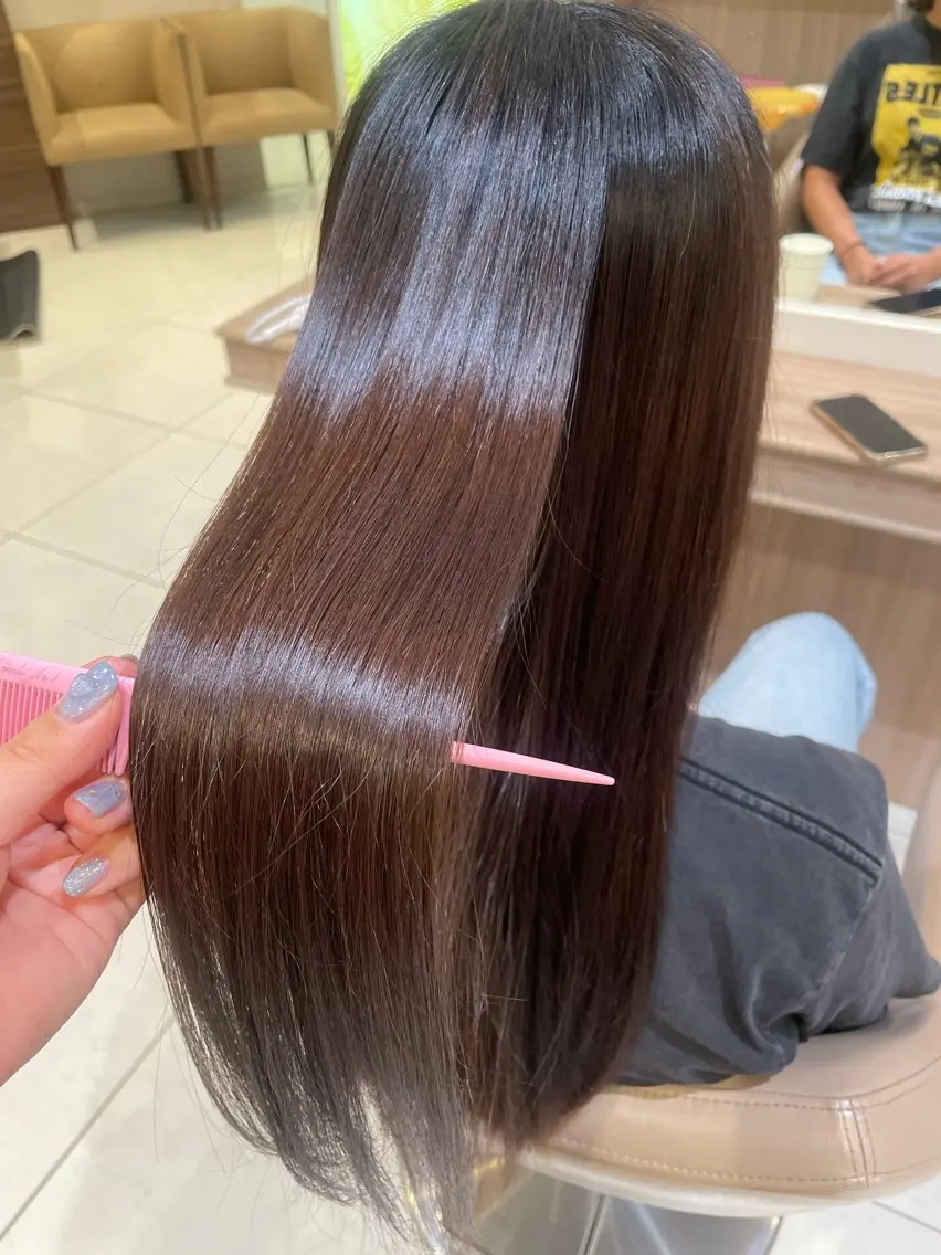 ロング パーマ 縮毛矯正 トリートメント 韓国ヘアメイク🎀/ 縮毛矯正✨山本媛香のヘアスタイル