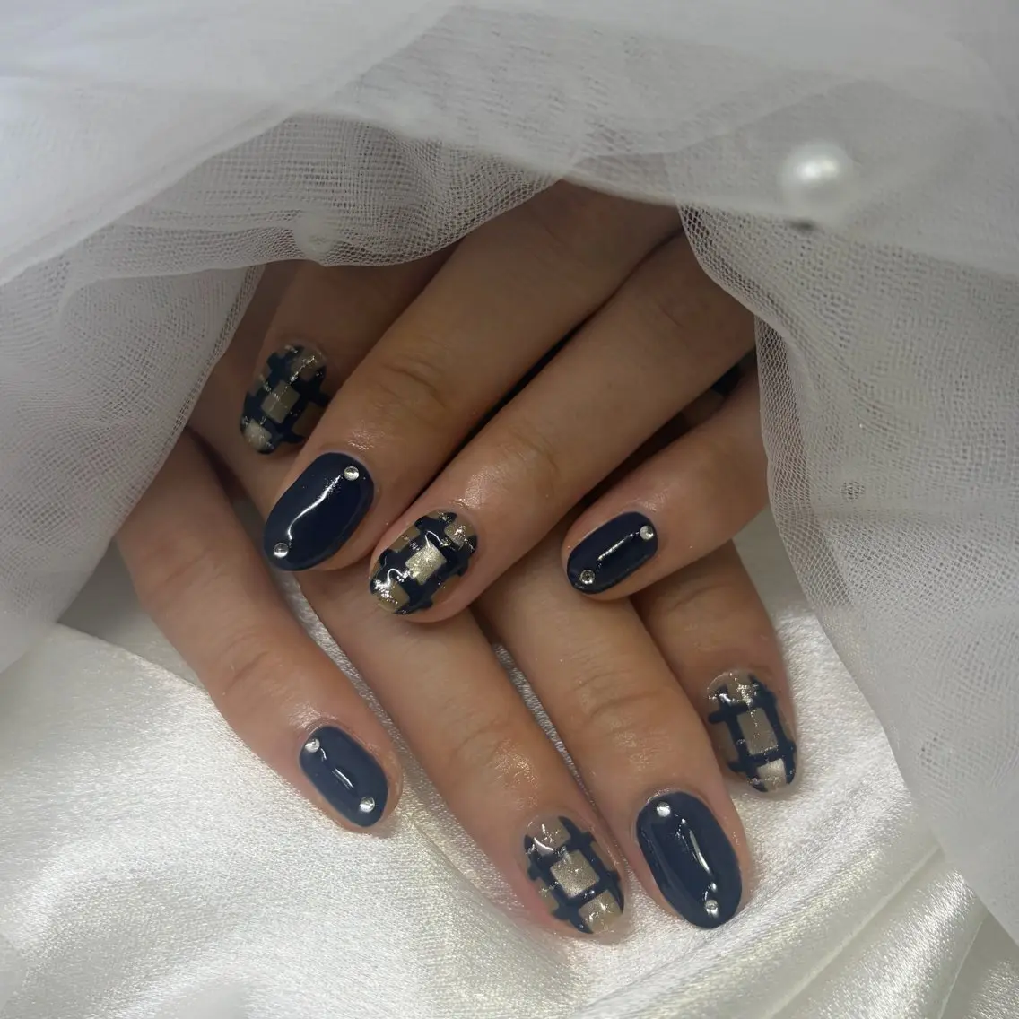 ネイル ネイビー ハンドネイル Crea IBUKIのネイルデザイン