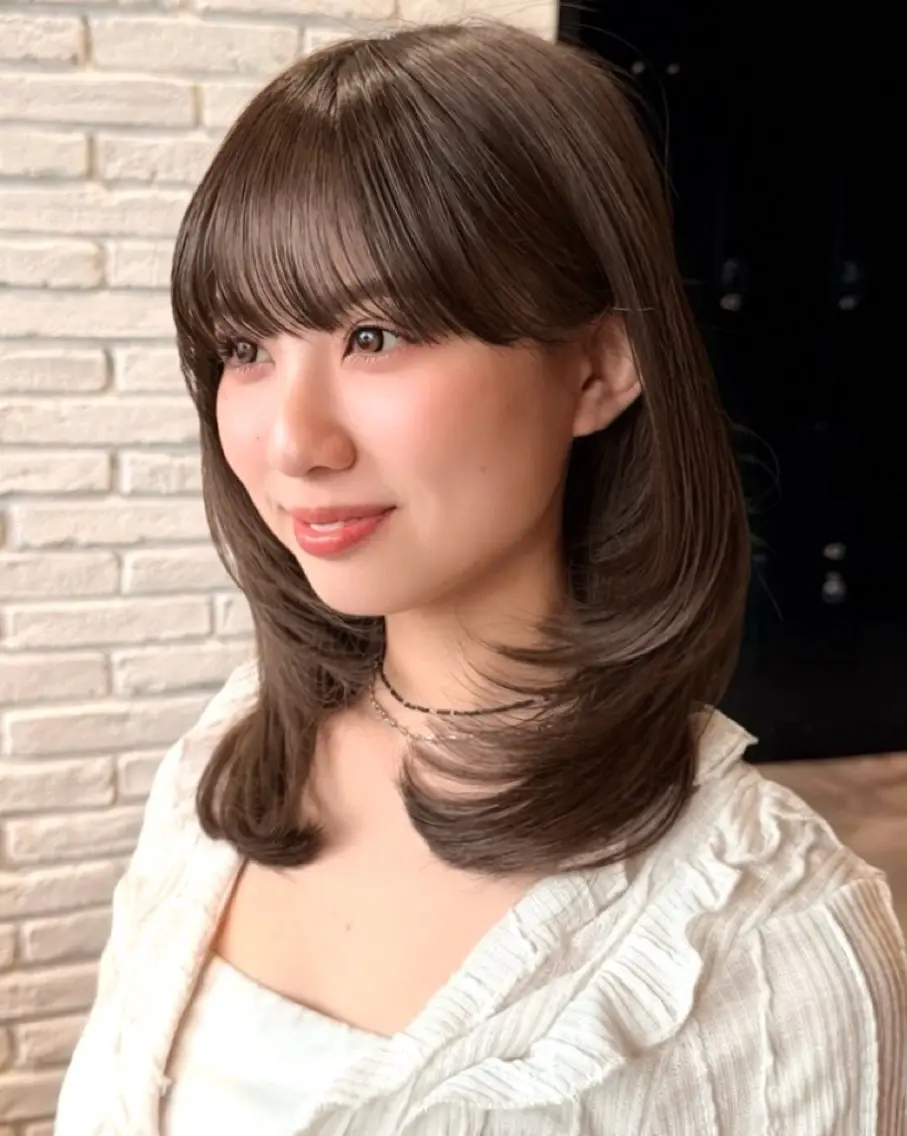 ミディアム カラー グレージュ ラベンダーカラー ラベンダーグレージュ ラベンダーグレー レイヤーカット カット ヘアカラー トリートメント レイヤー🩰髪質改善 /透明感/kanaのヘアスタイル