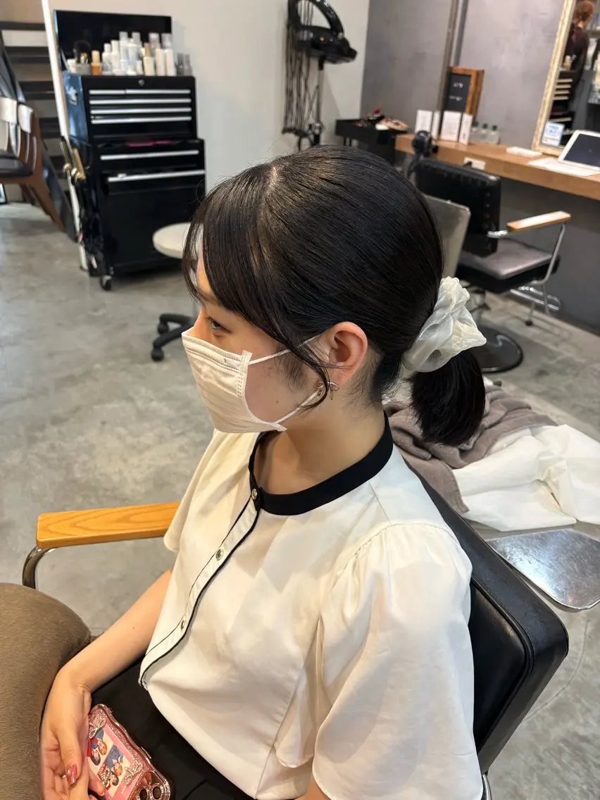 ミディアム 顔周りカット 小顔カット カット 似合わせボブ/ ⠀ゆらのヘアスタイル