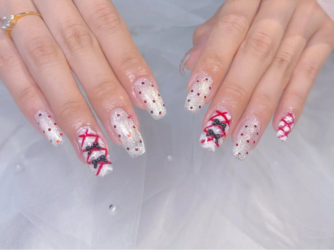 ネイル ドット リボン ハンドネイル Reauty Nailのネイルデザイン