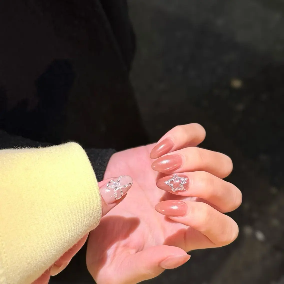 ネイル アートネイル オーロラネイル チークネイル フレンチネイル ガラスフレンチ ハンドネイル 🎀🎀YooLi Nail Salonのネイルデザイン