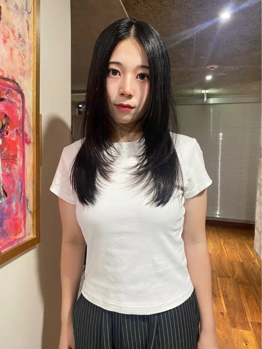 ミディアム カラー 黒髪 カット ヘアカラー トリートメント mai / linoah˚✧のヘアスタイル